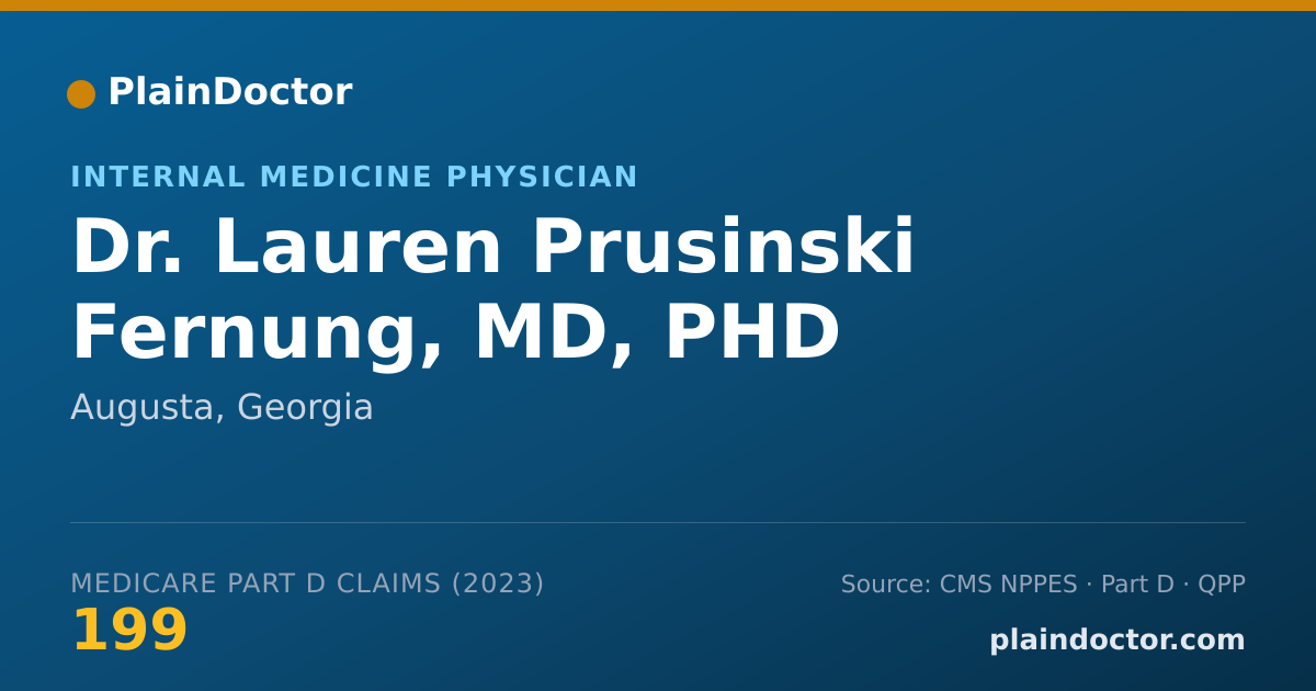 Shareable card for Lauren Prusinski Fernung, MD, PHD - Internal Medicine Physician, Augusta, GA
