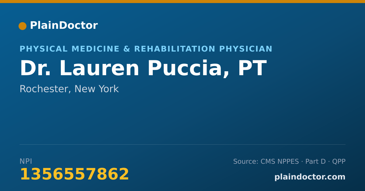 Shareable card for Lauren Puccia, PT - Physical Medicine & Rehabilitation Physician, Rochester, NY