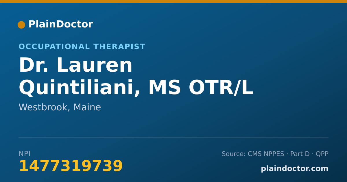 Shareable card for Lauren Quintiliani, MS OTR/L - Occupational Therapist, Westbrook, ME