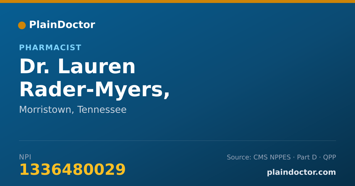 Shareable card for Lauren Rader-Myers, PHARMACIST - Pharmacist, Morristown, TN