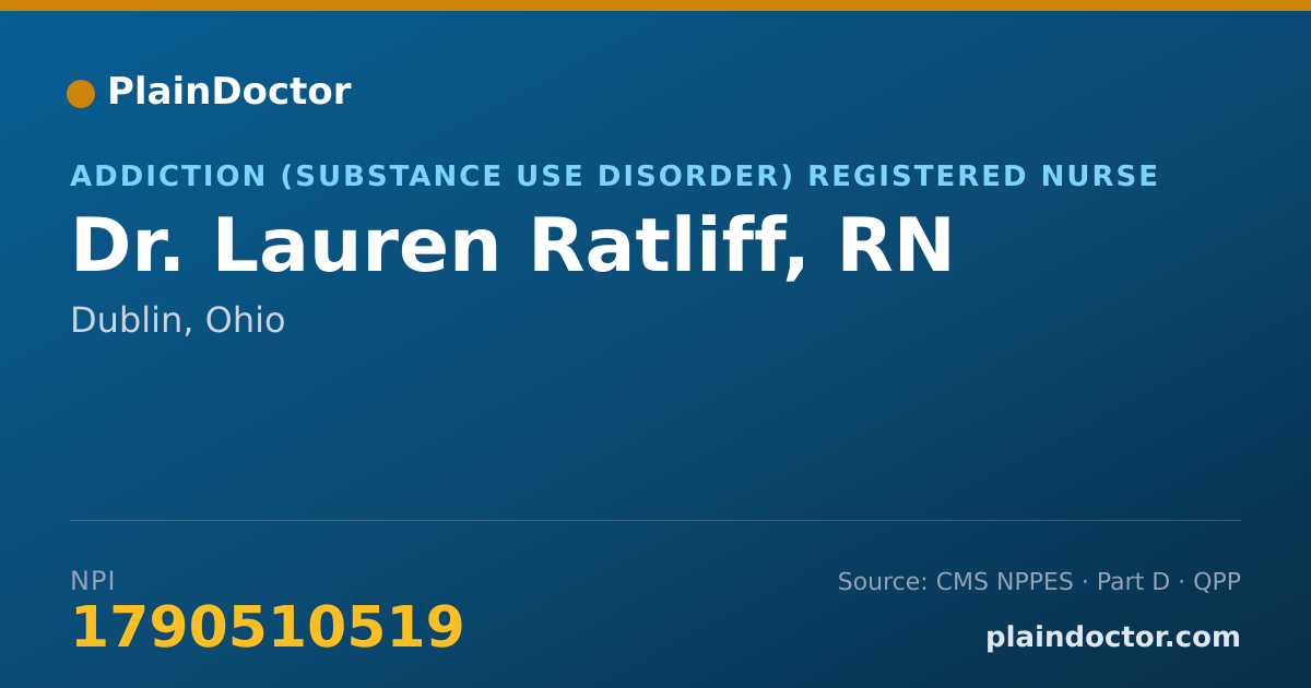 Shareable card for Lauren Ratliff, RN - Addiction (Substance Use Disorder) Registered Nurse, Dublin, OH