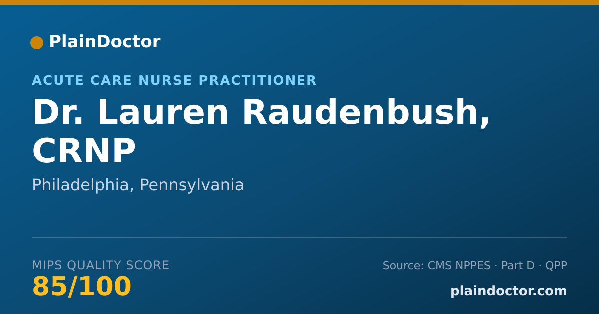 Shareable card for Lauren Raudenbush, CRNP - Acute Care Nurse Practitioner, Philadelphia, PA