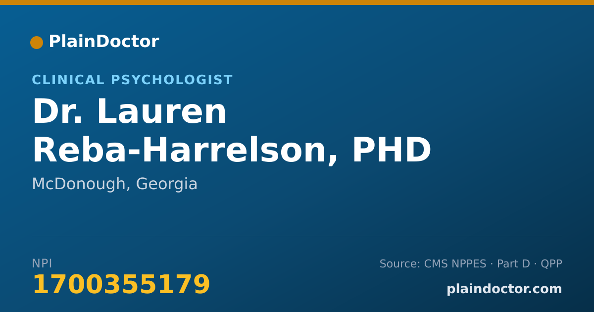 Shareable card for Lauren Reba-Harrelson, PHD - Clinical Psychologist, McDonough, GA