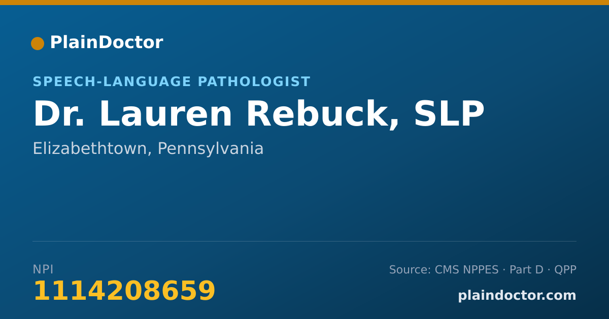 Shareable card for Lauren Rebuck, SLP - Speech-Language Pathologist, Elizabethtown, PA