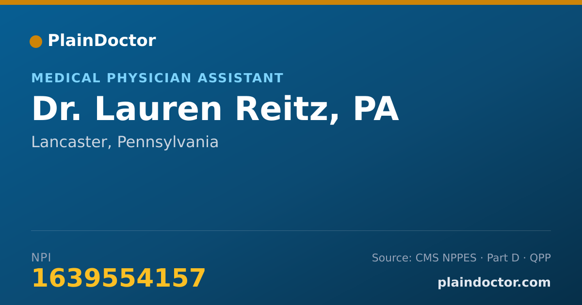 Shareable card for Lauren Reitz, PA - Medical Physician Assistant, Lancaster, PA