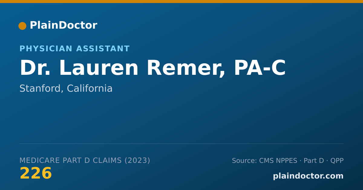 Shareable card for Lauren Remer, PA-C - Physician Assistant, Stanford, CA