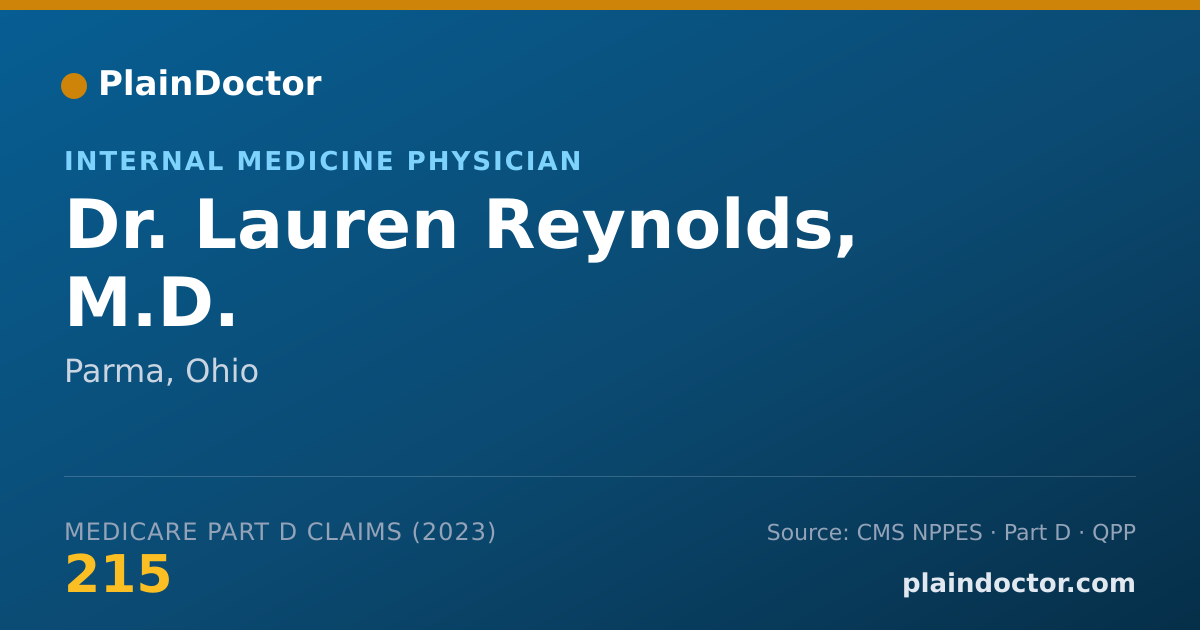 Shareable card for Lauren Reynolds, M.D. - Internal Medicine Physician, Parma, OH