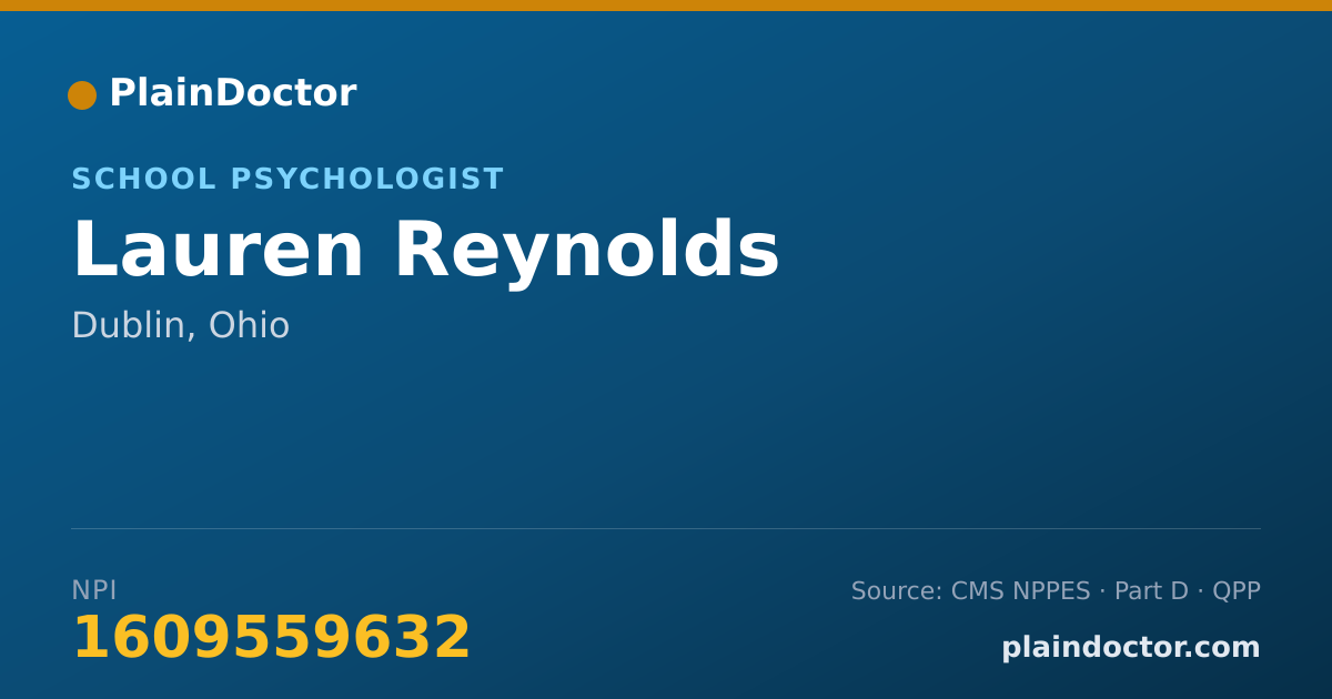 Shareable card for Lauren Reynolds - School Psychologist, Dublin, OH