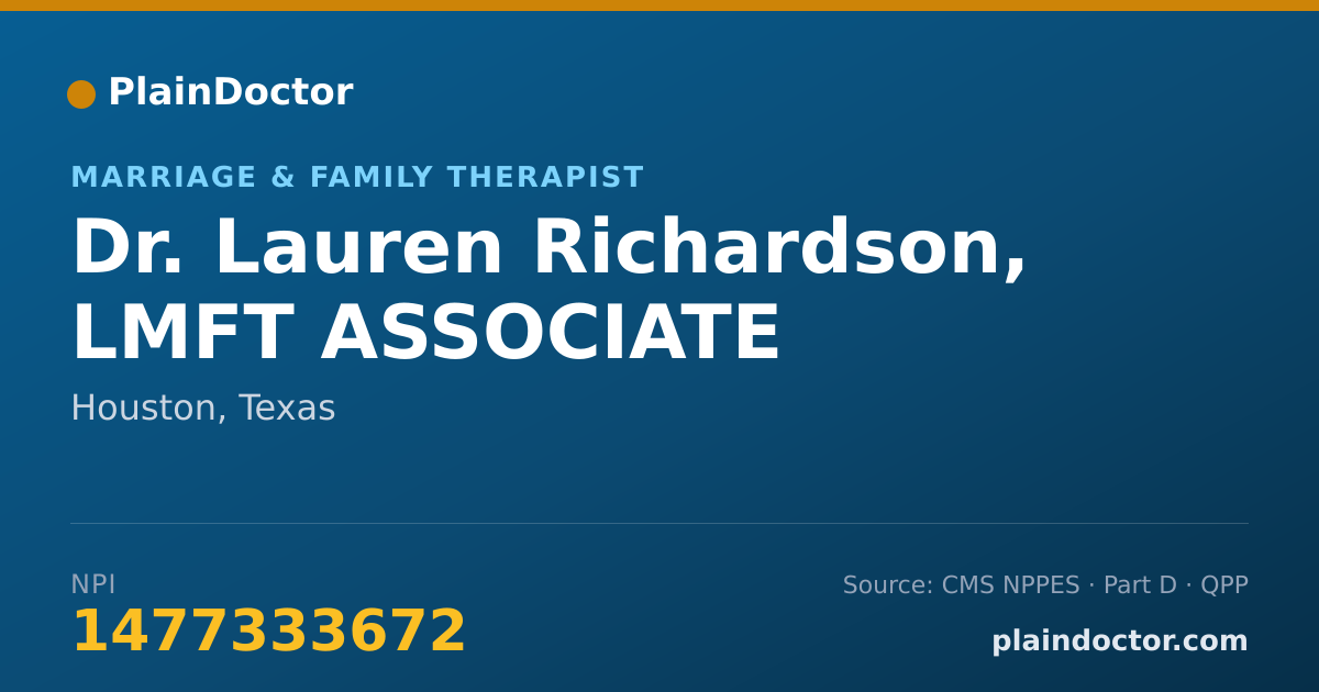 Shareable card for Lauren Richardson, LMFT ASSOCIATE - Marriage & Family Therapist, Houston, TX