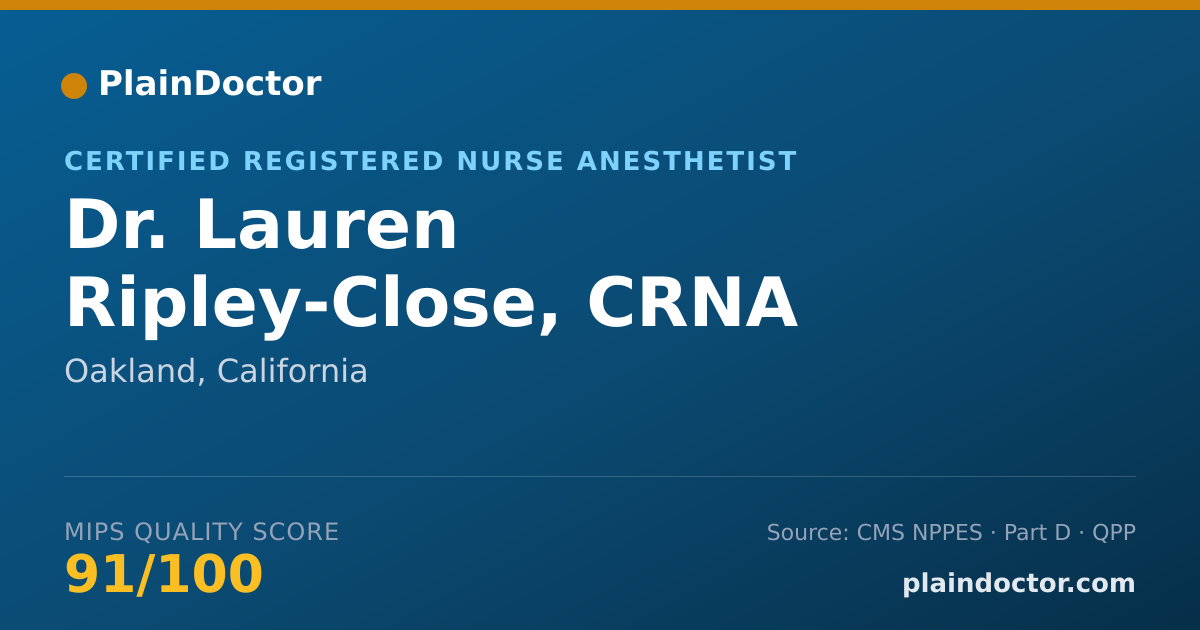 Shareable card for Lauren Ripley-Close, CRNA - Certified Registered Nurse Anesthetist, Oakland, CA