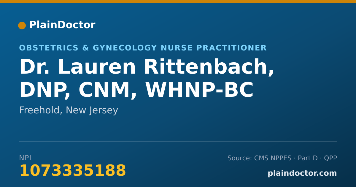 Shareable card for Lauren Rittenbach, DNP, CNM, WHNP-BC - Obstetrics & Gynecology Nurse Practitioner, Freehold, NJ