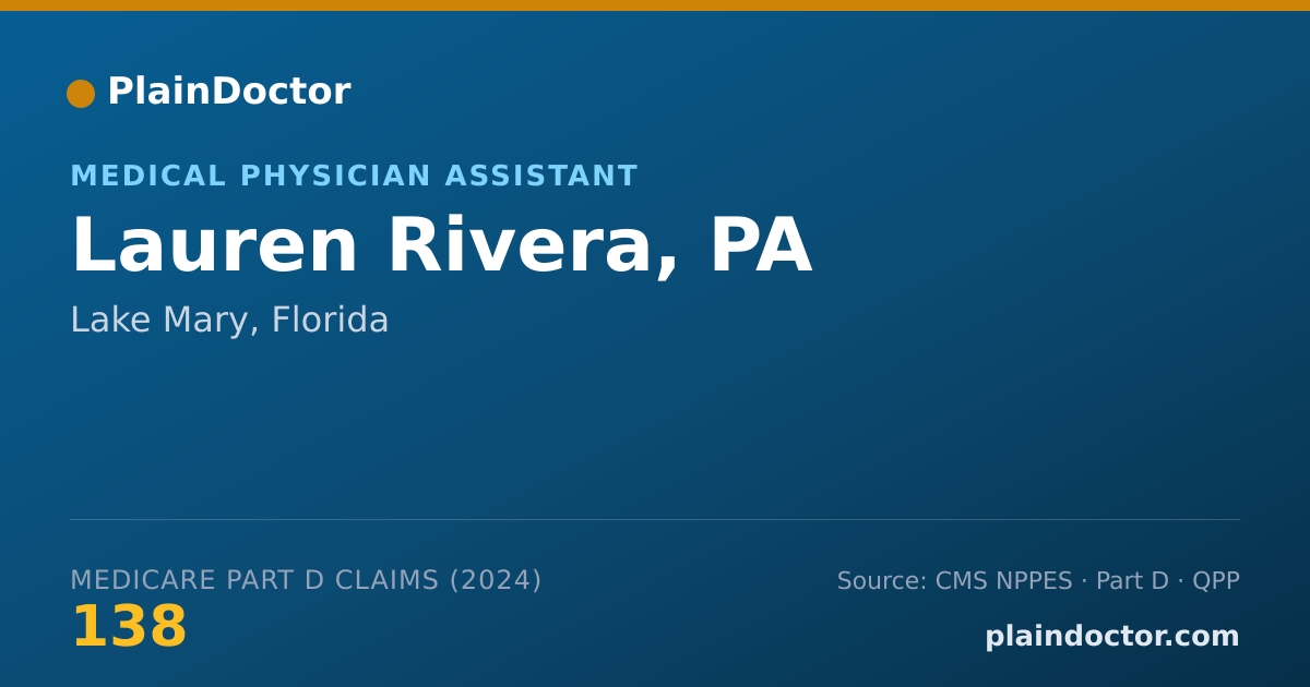 Shareable card for Lauren Rivera, PA - Physician Assistant, Lake Mary, FL
