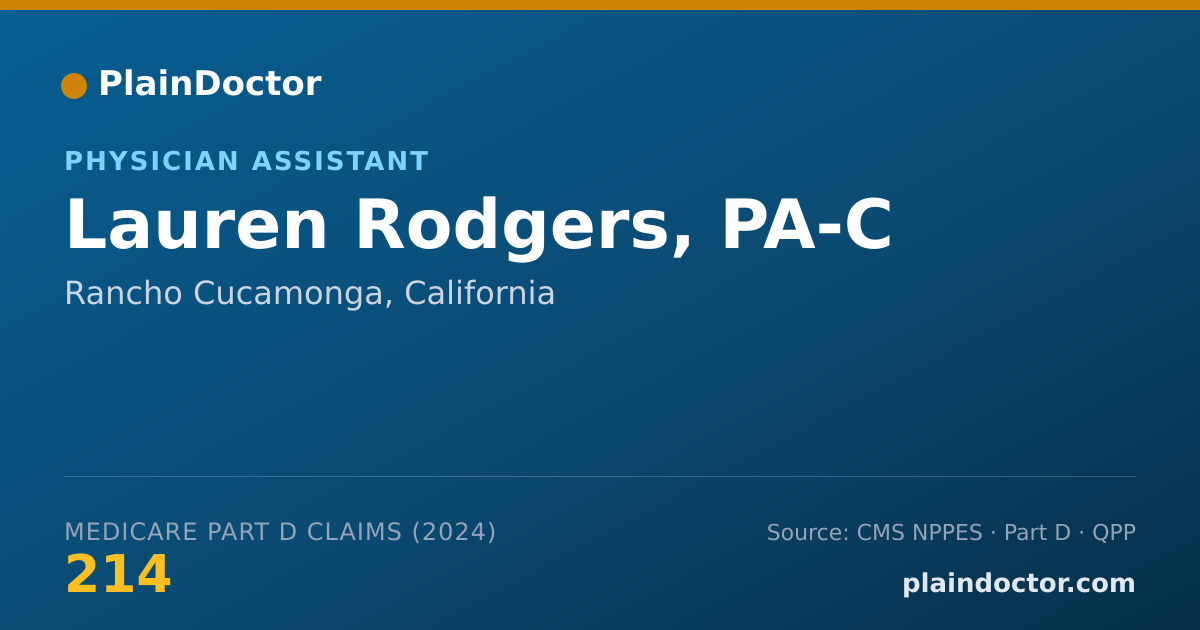 Shareable card for Lauren Rodgers, PA-C - Physician Assistant, Rancho Cucamonga, CA