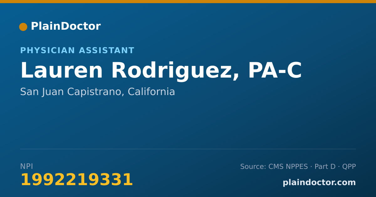 Shareable card for Lauren Rodriguez, PA-C - Physician Assistant, San Juan Capistrano, CA