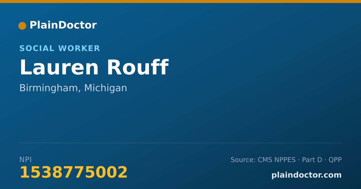 Shareable card for Lauren Rouff - Social Worker, Birmingham, MI
