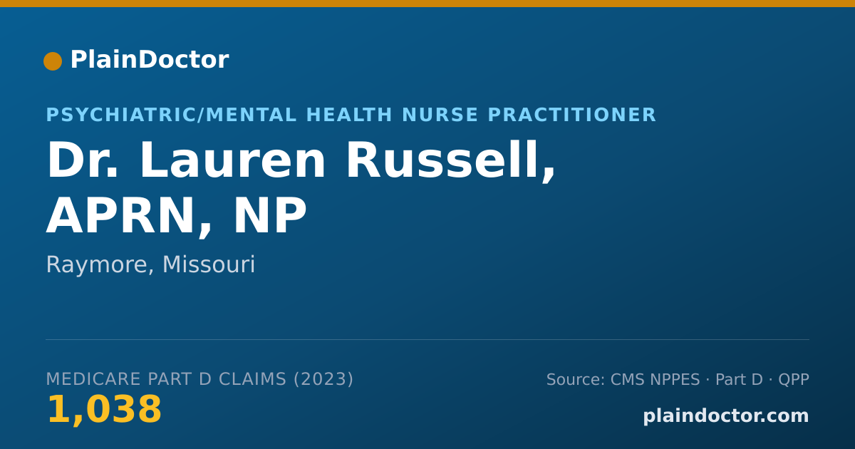 Shareable card for Lauren Russell, APRN, NP - Psychiatric/Mental Health Nurse Practitioner, Raymore, MO
