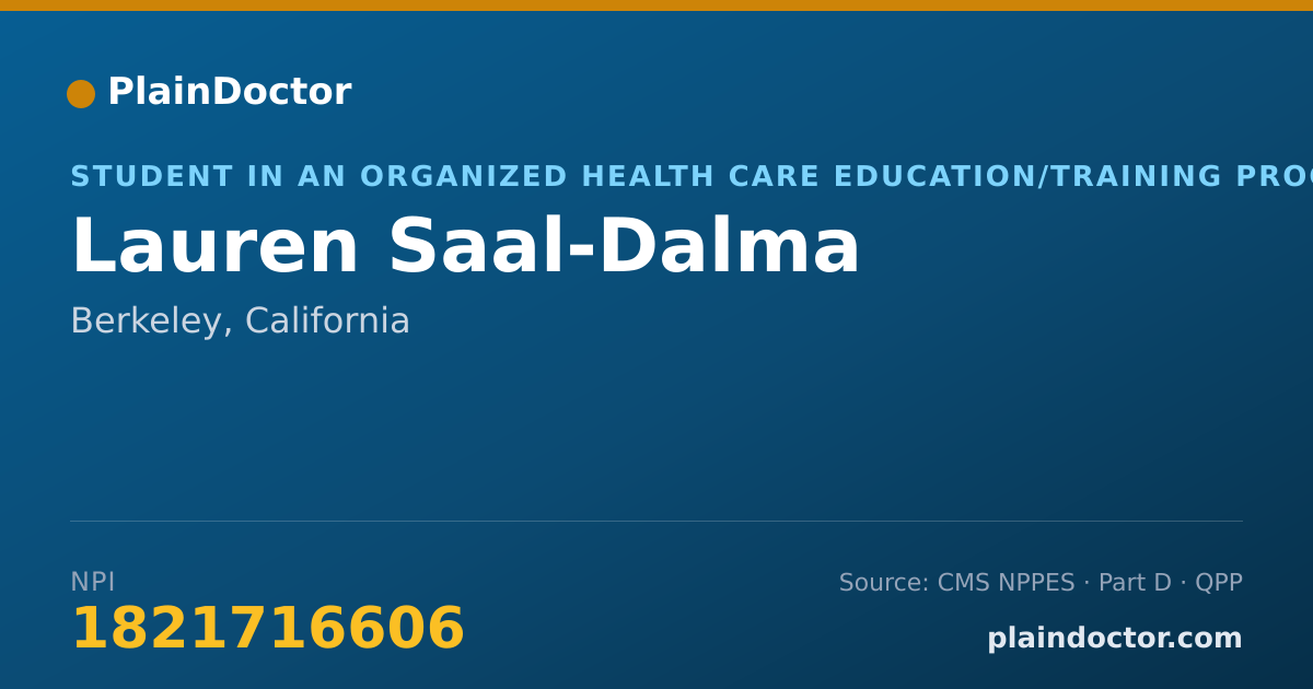 Shareable card for Lauren Saal-Dalma - Student in an Organized Health Care Education/Training Program, Berkeley, CA