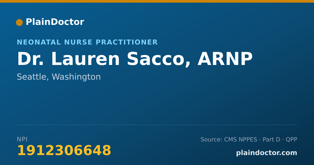 Shareable card for Lauren Sacco, ARNP - Neonatal Nurse Practitioner, Seattle, WA