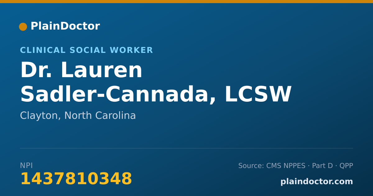 Shareable card for Lauren Sadler-Cannada, LCSW - Clinical Social Worker, Clayton, NC