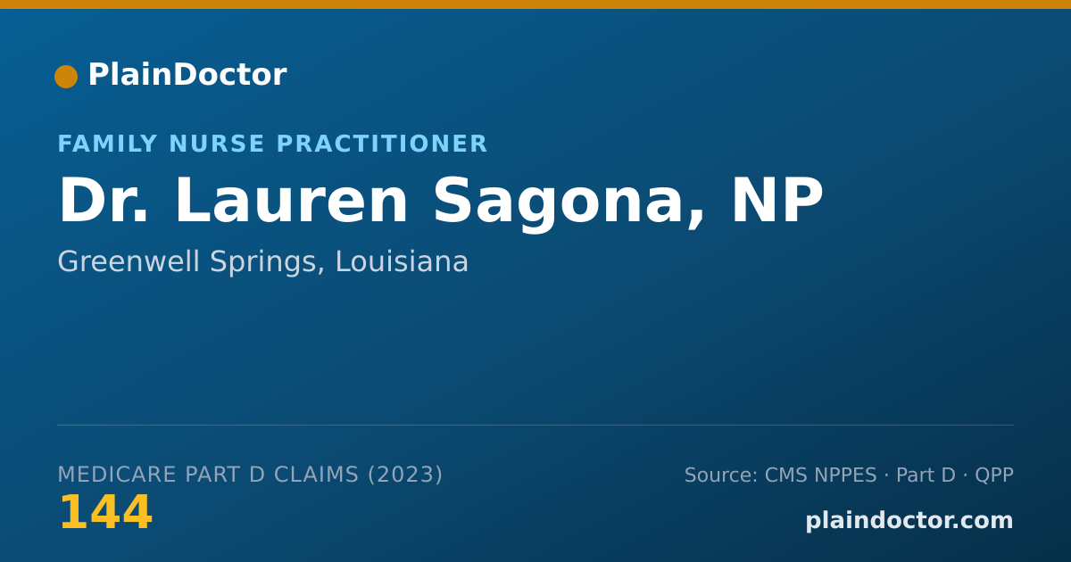 Shareable card for Lauren Sagona, NP - Family Nurse Practitioner, Greenwell Springs, LA