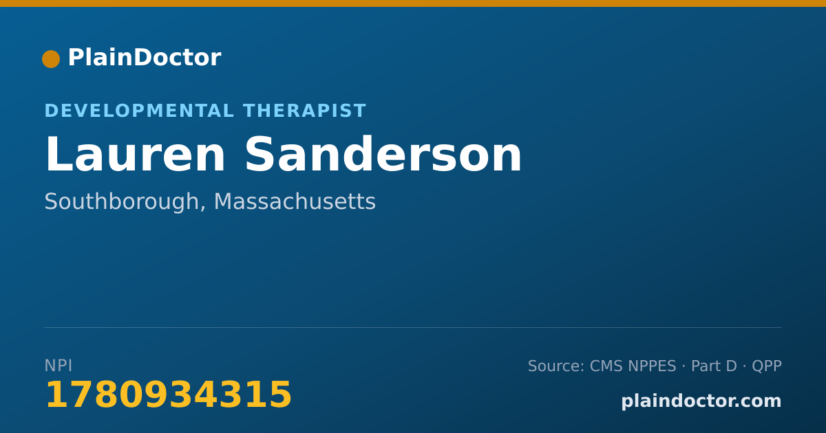 Shareable card for Lauren Sanderson - Developmental Therapist, Southborough, MA