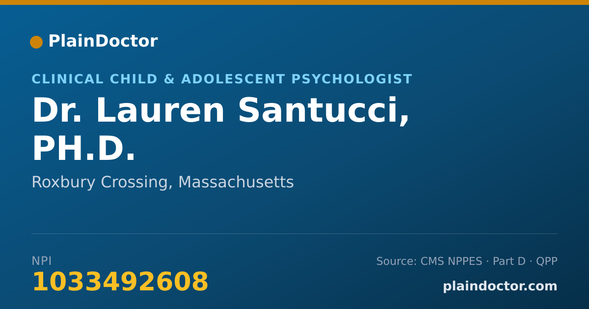Shareable card for Lauren Santucci, PH.D. - Clinical Child & Adolescent Psychologist, Roxbury Crossing, MA