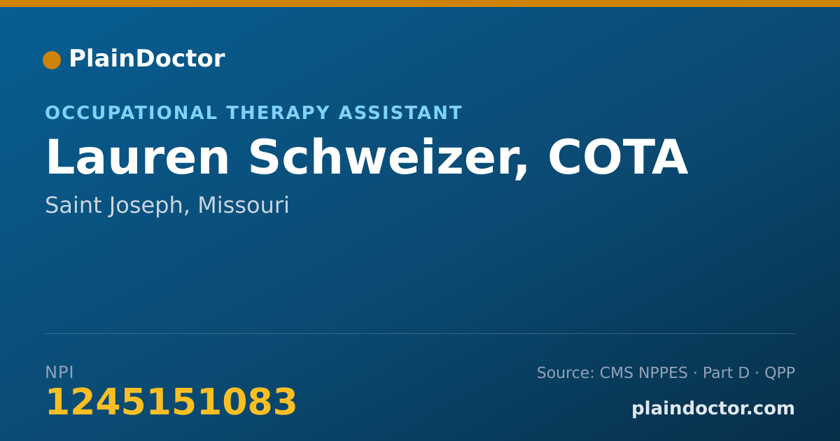 Shareable card for Lauren Schweizer, COTA - Occupational Therapy Assistant, Saint Joseph, MO