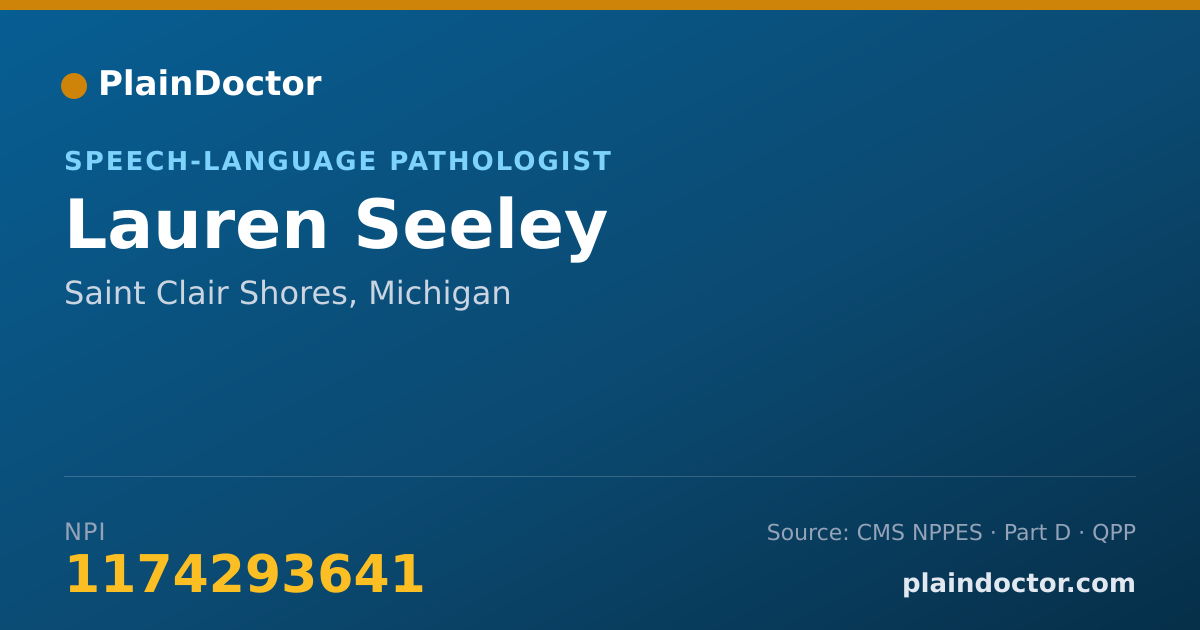 Shareable card for Lauren Seeley - Speech-Language Pathologist, Saint Clair Shores, MI