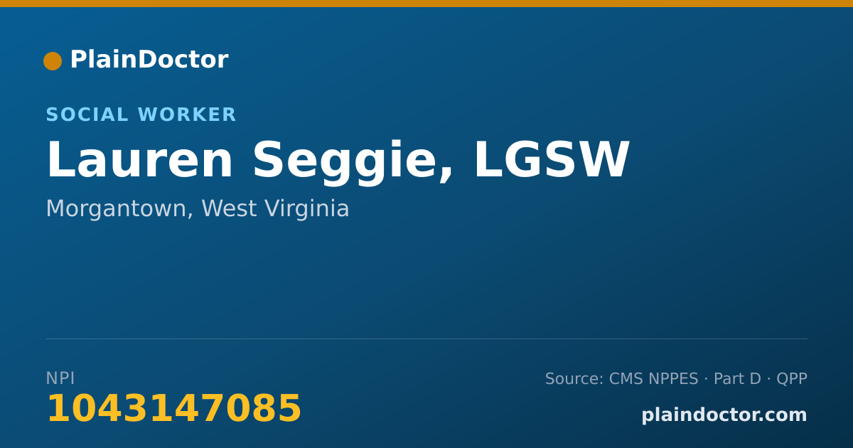 Shareable card for Lauren Seggie, LGSW - Social Worker, Morgantown, WV