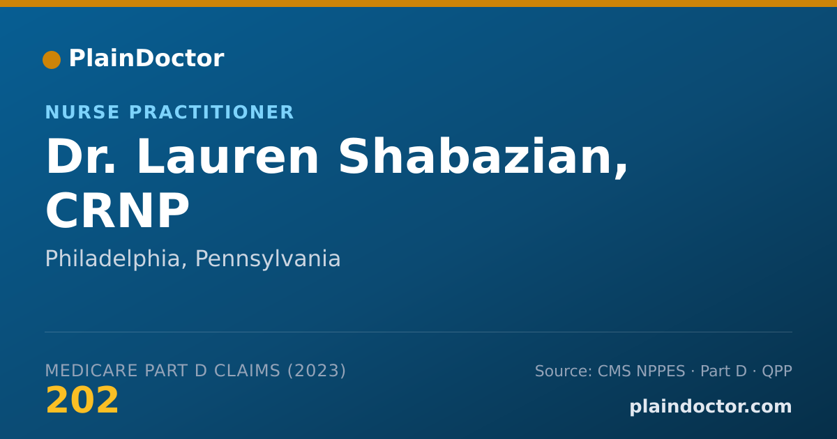 Shareable card for Lauren Shabazian, CRNP - Nurse Practitioner, Philadelphia, PA