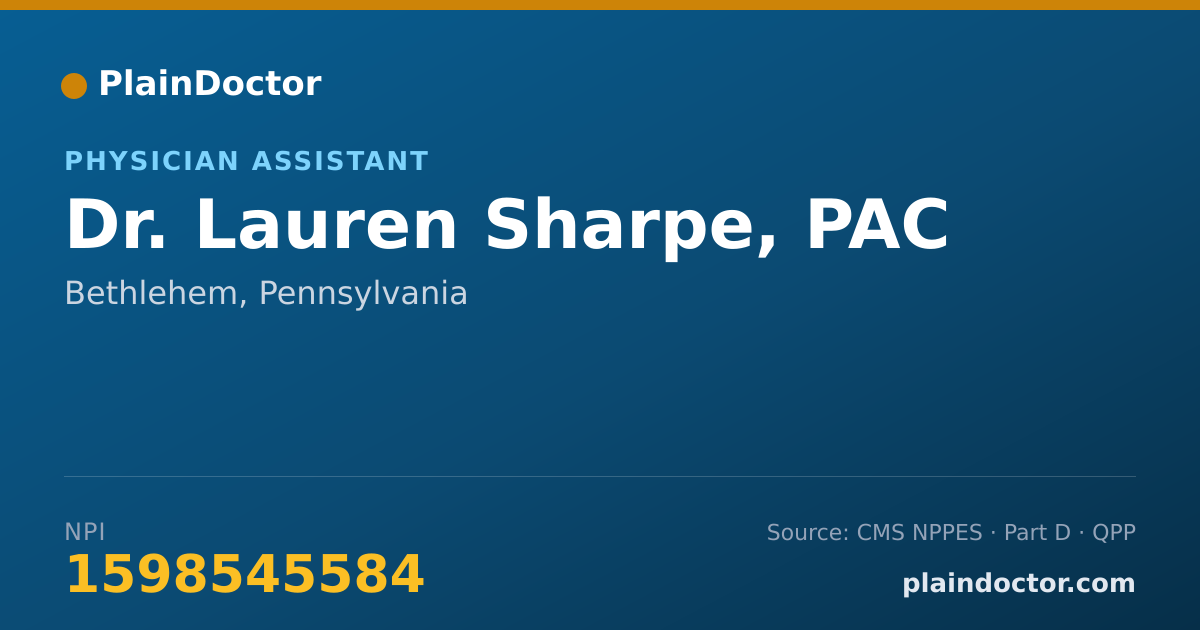 Shareable card for Lauren Sharpe, PAC - Physician Assistant, Bethlehem, PA