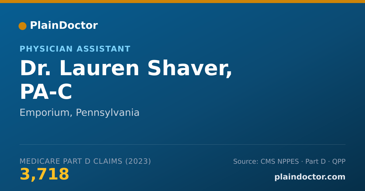 Shareable card for Lauren Shaver, PA-C - Physician Assistant, Emporium, PA