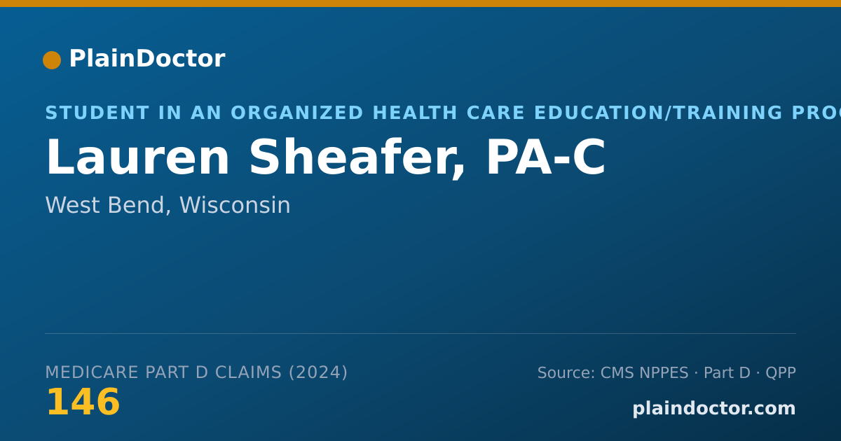 Shareable card for Lauren Sheafer, PA-C - Student in an Organized Health Care Education/Training Program, West Bend, WI
