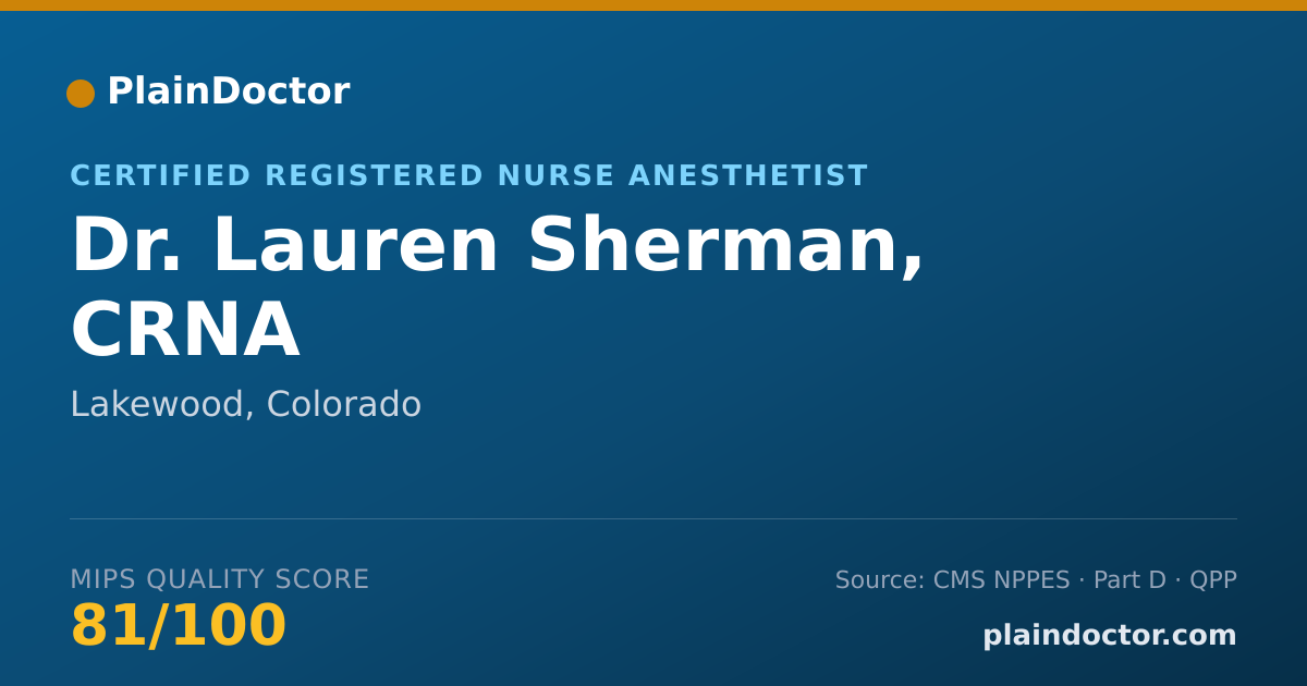 Shareable card for Lauren Sherman, CRNA - Certified Registered Nurse Anesthetist, Lakewood, CO