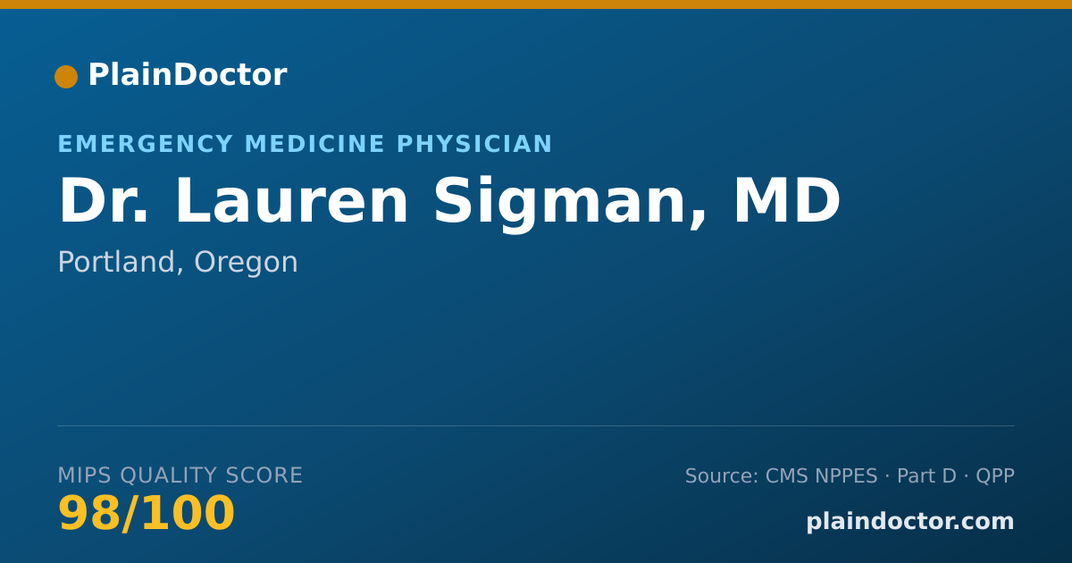 Shareable card for Lauren Sigman, MD - Emergency Medicine Physician, Portland, OR
