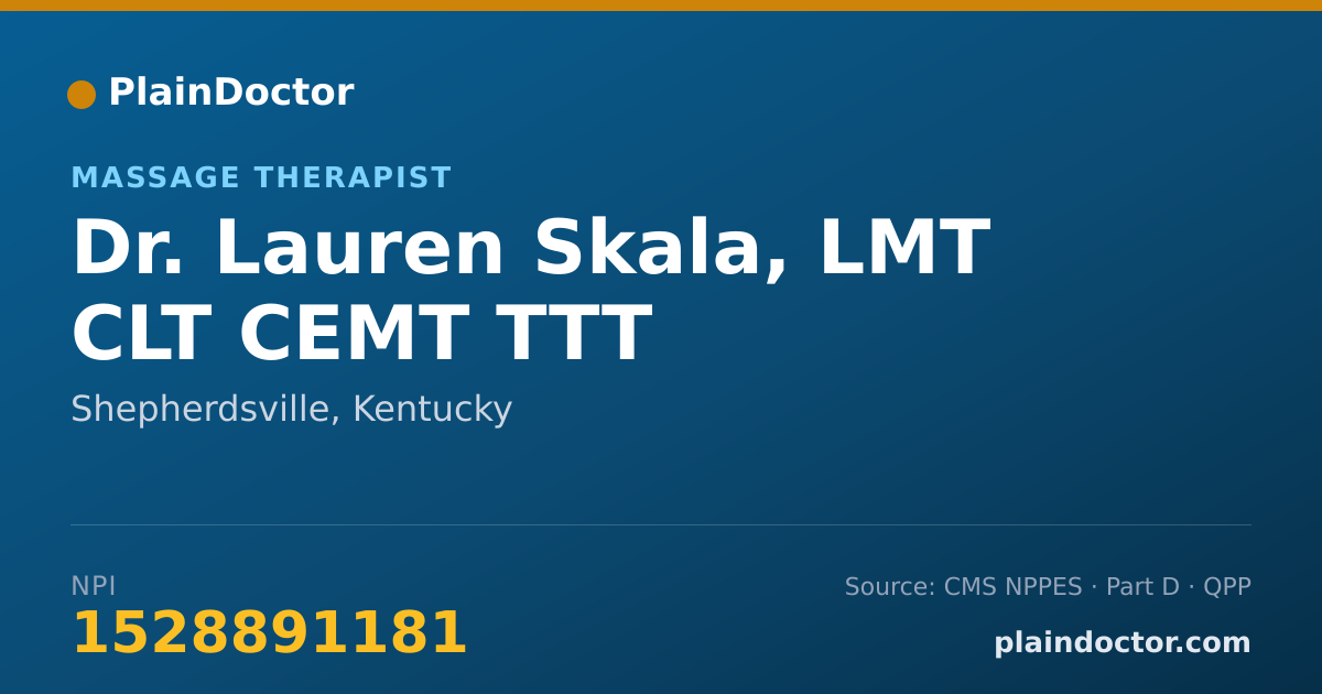 Shareable card for Lauren Skala, LMT CLT CEMT TTT - Massage Therapist, Shepherdsville, KY