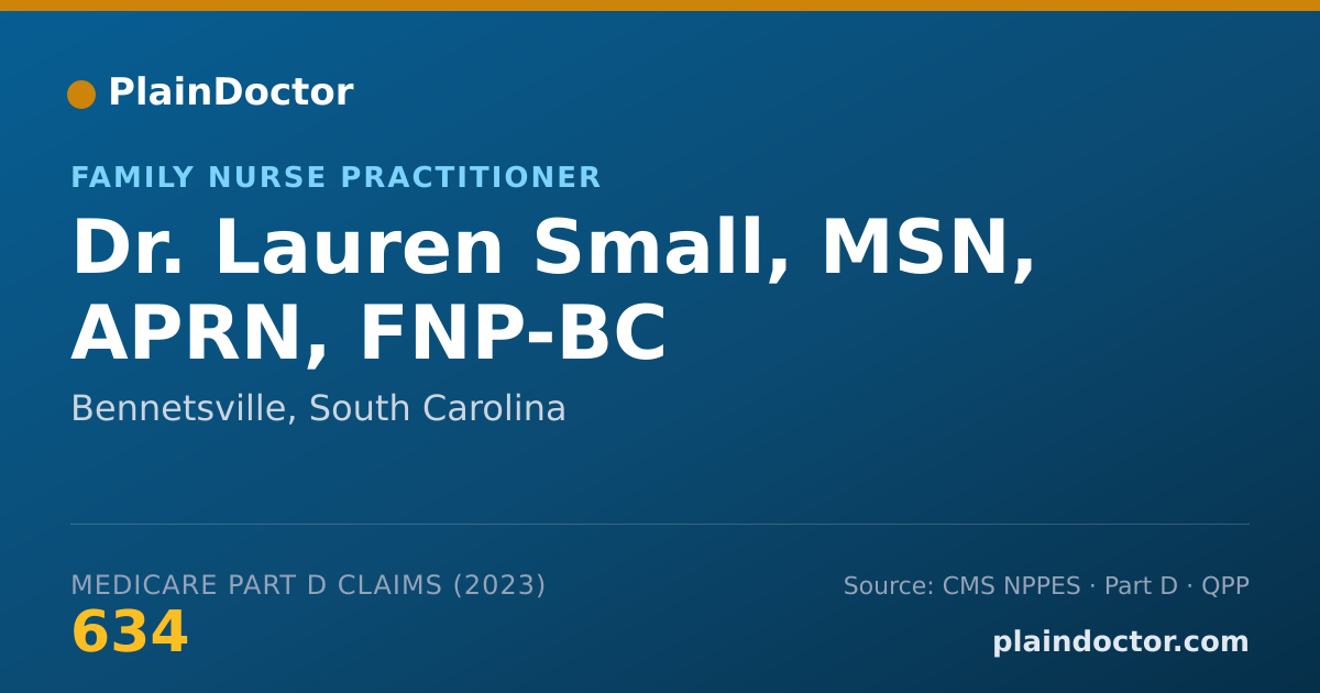 Shareable card for Lauren Small, MSN, APRN, FNP-BC - Family Nurse Practitioner, Bennetsville, SC
