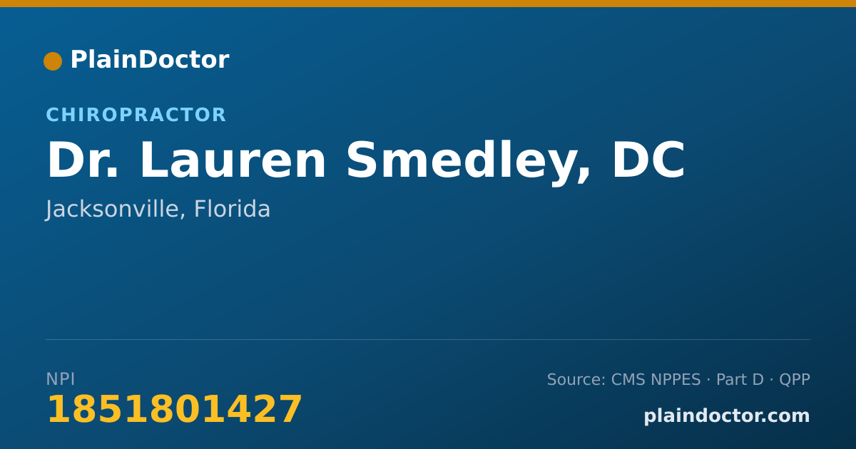 Shareable card for Lauren Smedley, DC - Chiropractor, Jacksonville, FL