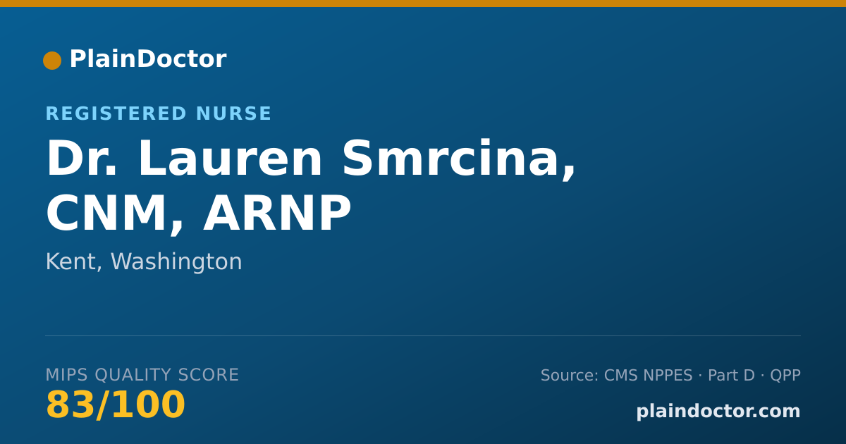 Shareable card for Lauren Smrcina, CNM, ARNP - Registered Nurse, Kent, WA