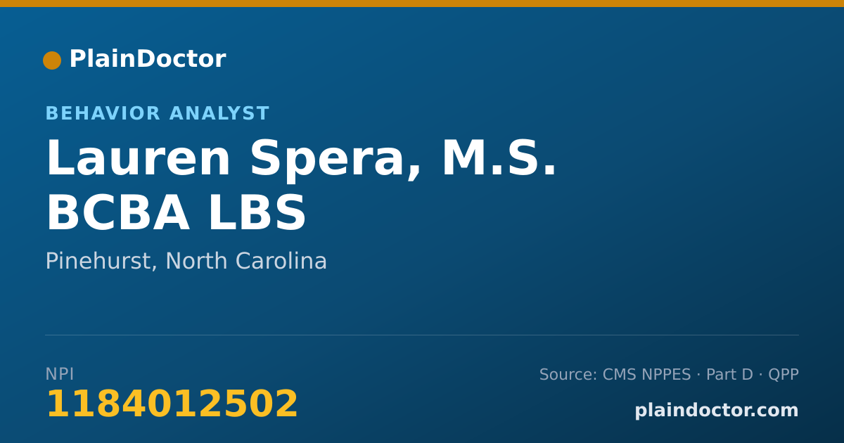Shareable card for Lauren Spera, M.S. BCBA LBS - Behavior Analyst, Pinehurst, NC