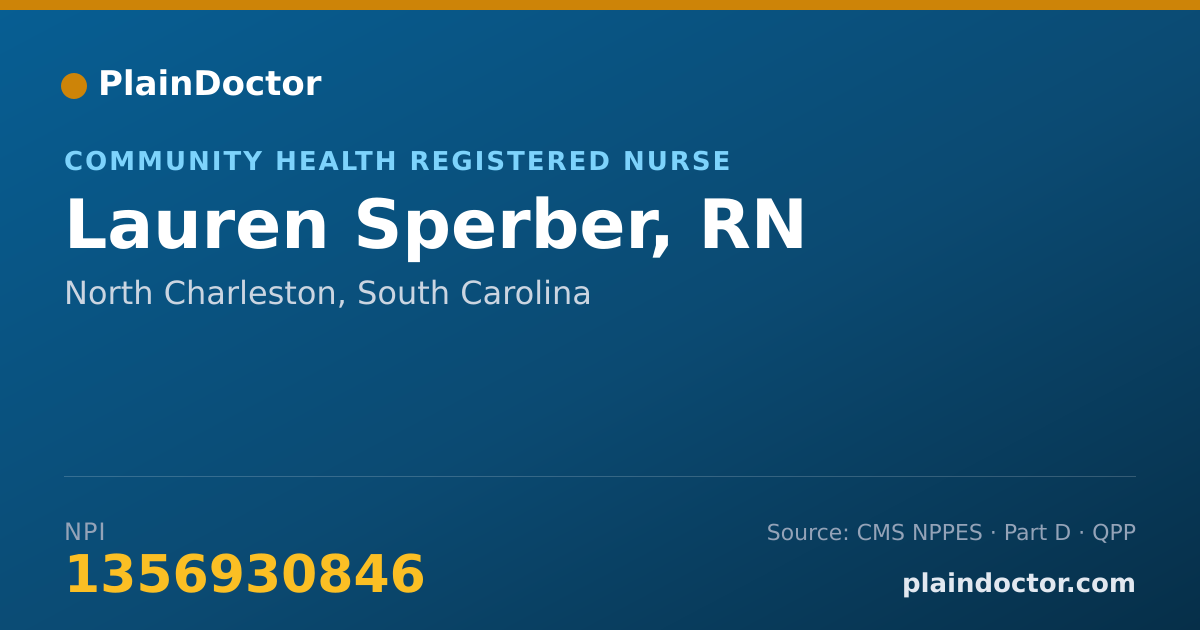 Shareable card for Lauren Sperber, RN - Community Health Registered Nurse, North Charleston, SC