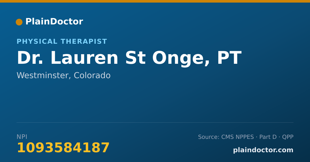 Shareable card for Lauren St Onge, PT - Physical Therapist, Westminster, CO