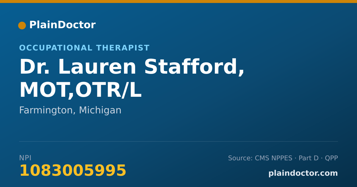 Shareable card for Lauren Stafford, MOT,OTR/L - Occupational Therapist, Farmington, MI