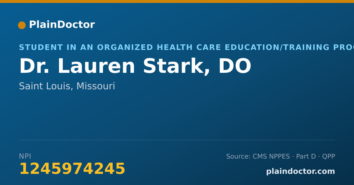 Shareable card for Lauren Stark, DO - Student in an Organized Health Care Education/Training Program, Saint Louis, MO