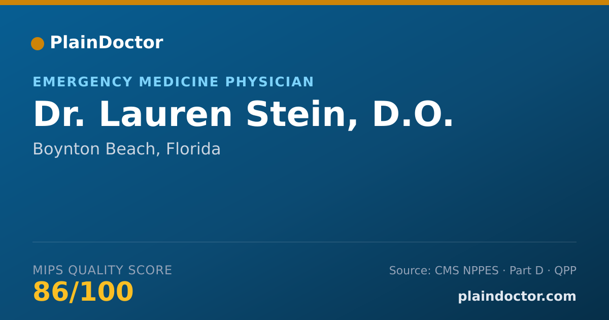 Shareable card for Lauren Stein, D.O. - Emergency Medicine Physician, Boynton Beach, FL