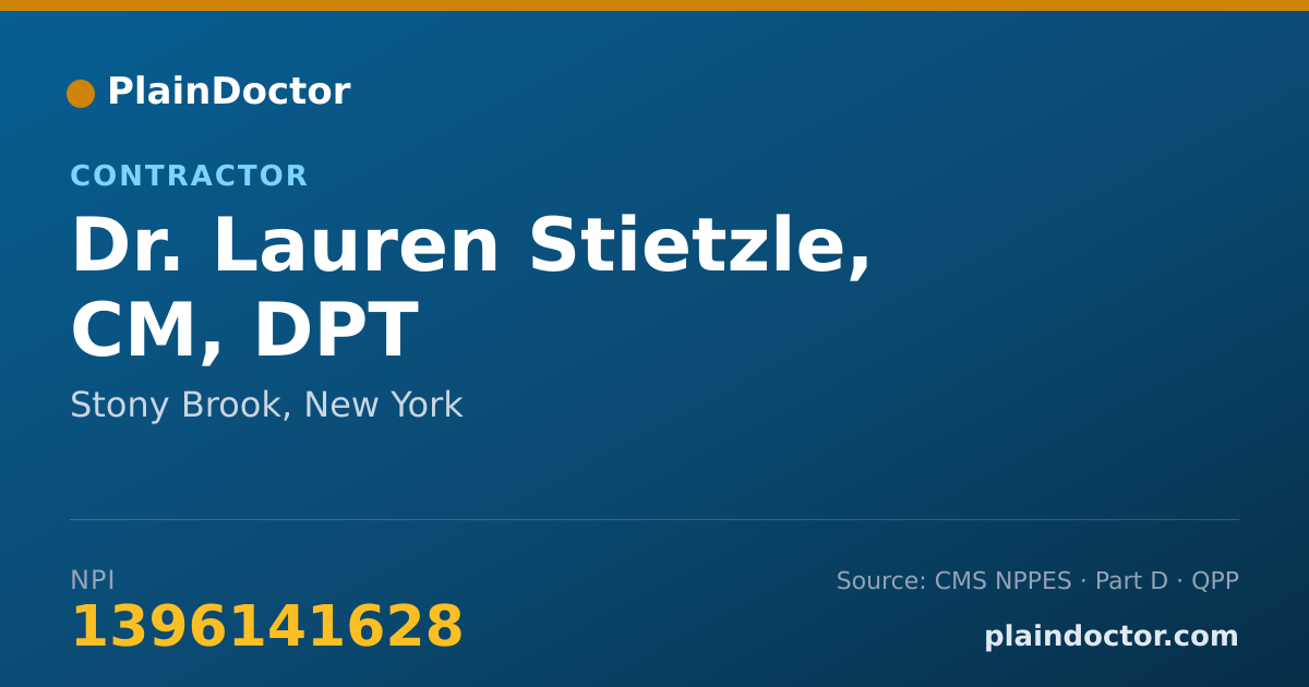 Shareable card for Lauren Stietzle, CM, DPT - Contractor, Stony Brook, NY