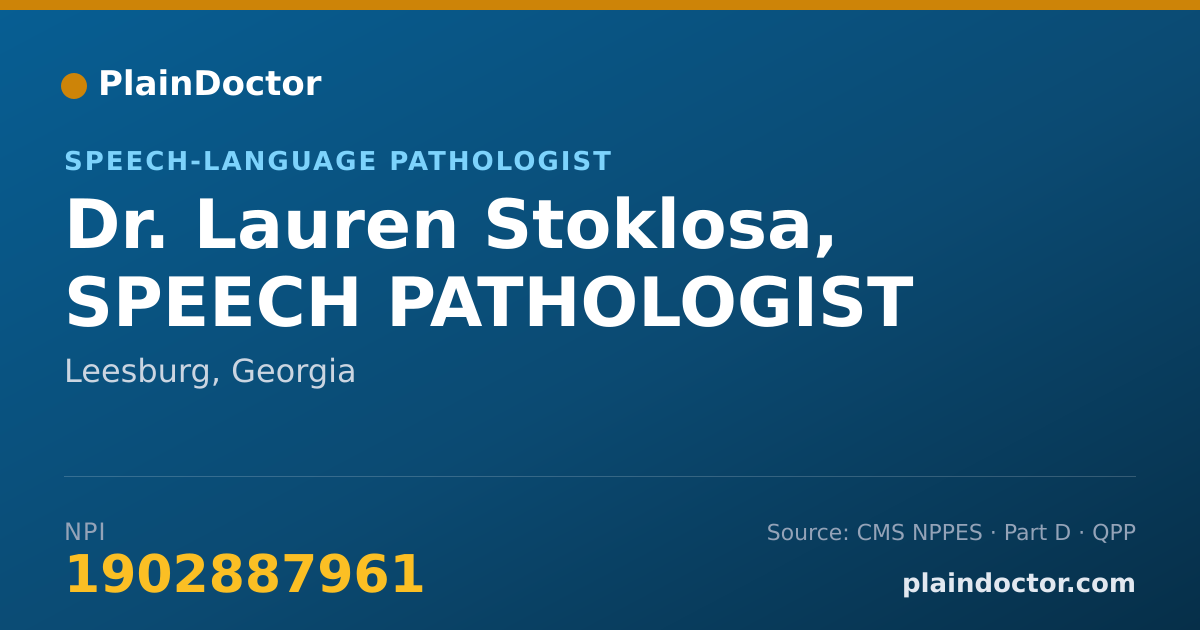 Shareable card for Lauren Stoklosa, SPEECH PATHOLOGIST - Speech-Language Pathologist, Leesburg, GA