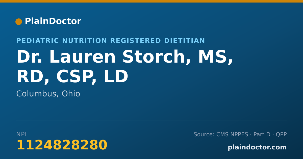 Shareable card for Lauren Storch, MS, RD, CSP, LD - Pediatric Nutrition Registered Dietitian, Columbus, OH
