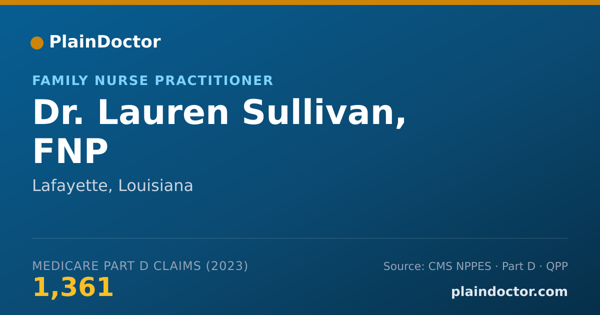 Shareable card for Lauren Sullivan, FNP - Family Nurse Practitioner, Lafayette, LA
