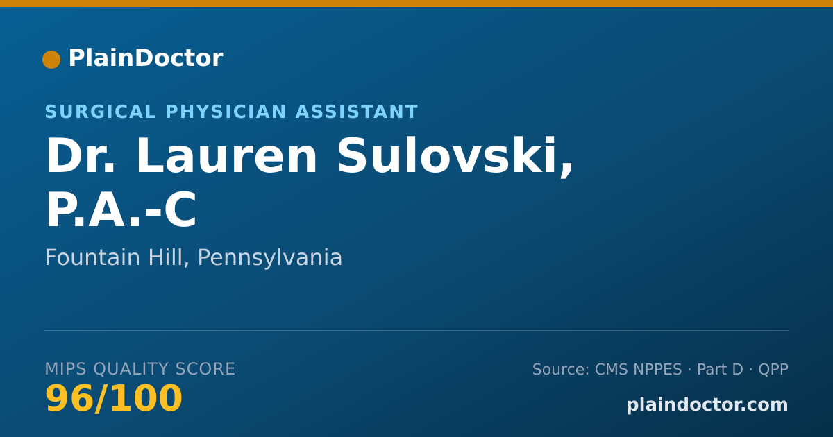 Shareable card for Lauren Sulovski, P.A.-C - Surgical Physician Assistant, Fountain Hill, PA